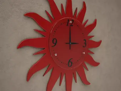 Red Sun Style Wall Clock 07 3D model