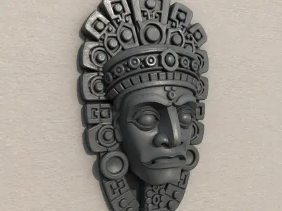 Aztec Wall Mask -Wall Decoration-stl for 3d printer 3D print model
