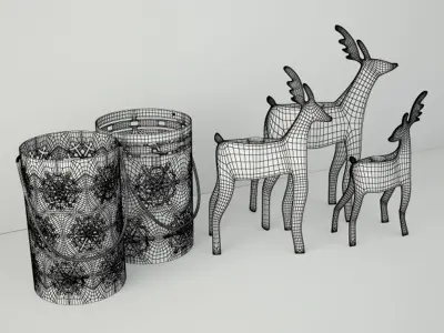New Year Lanterns and Candleholders 3D model