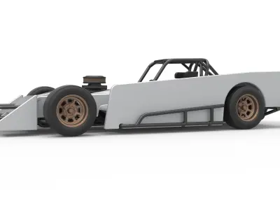 Small Block Supermodified race car Scale 1 to 25 3D print model