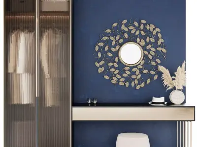 Hallway2 dressing room with walls and mirror 3D model