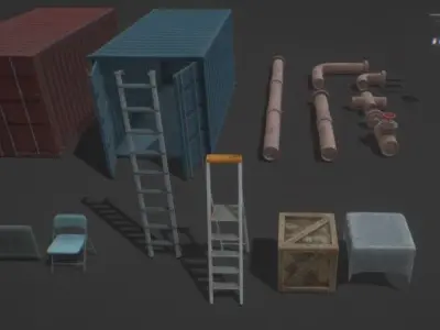 Factory Props 1 Low-poly 3D model