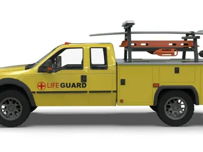 Lowpoly Lifeguard Truck  Low-poly 3D model