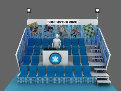 Adidas DJ desk-audience tribune 3D model
