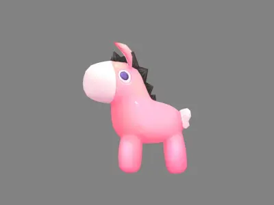 cartoon pink pony balloon - pink donkey Low-poly 3D model