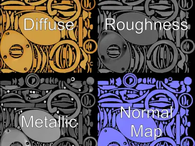 Elegant Brass Door Knocker Model Pack Low-poly 3D model