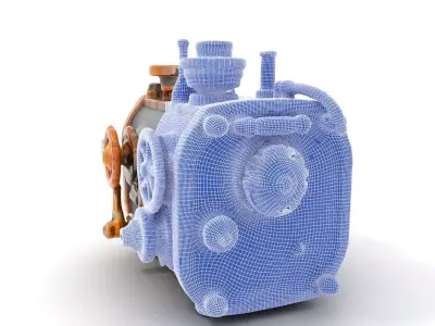 Bronze Steampunk Engine model pack Low-poly 3D model