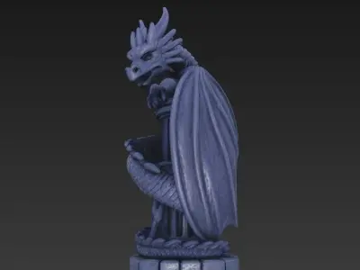 Dragon Wrapped Around Ancient Column Statue 3D model