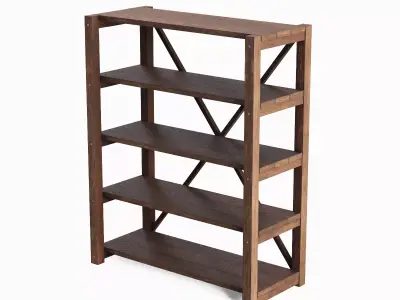 Wide Pottery Shelf B 04 Low-poly 3D model