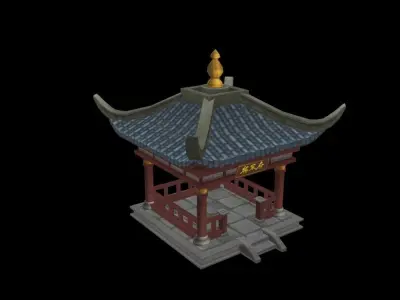 Group components of ancient architecture Low-poly 3D model