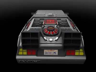 delorean back to future Low-poly 3D model