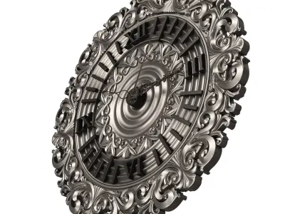 Classic Wall Clock 018 Chrome Low-poly 3D model