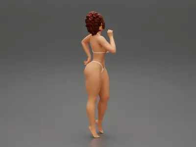 Sexy Woman wearing white bikini 3D print model