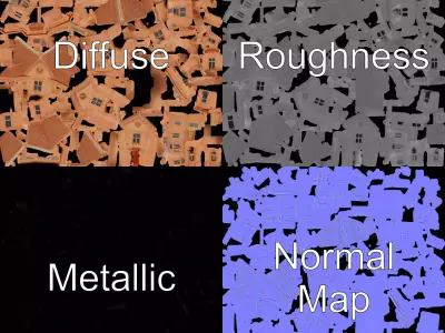 Victorian Peach House model pack Low-poly 3D model