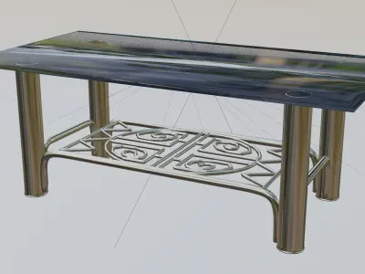 Modern Glass and Chrome Coffee Table 3D Model 3D model