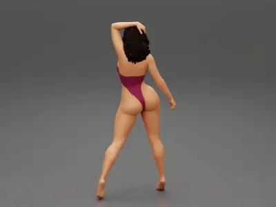Beautiful Girl Wearing a sexy Monokini 3D print model