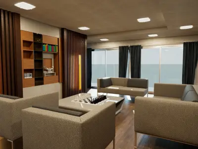Escena sala moderna minimalista 3D model