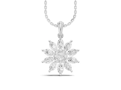 Marquise Cluster Diamond Pendant With Flower Design 3D print model