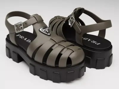 Sandals Prada on platform brown-black Low-poly 3D model