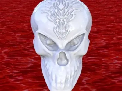 Alien Skull With Dragon Tatoo 3D print model