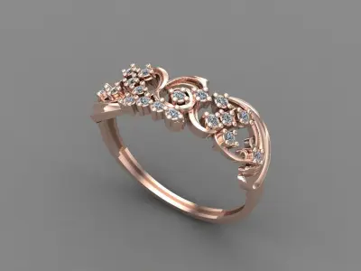 Women Ring Diamond Stone STL 3DM Lightweight Printable 3D print model 51