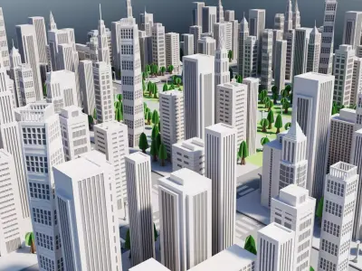 Paper City - Stylized Metropolis Environment V1 Low-poly 3D model