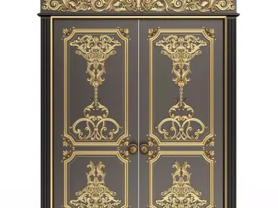 Carved Door Classic 0801 Black Low-poly 3D model