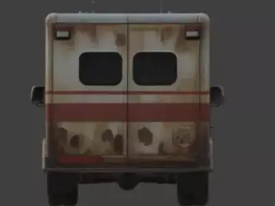 Rusted Apocalypse Old Ambulance 3D Model Low-poly 3D model