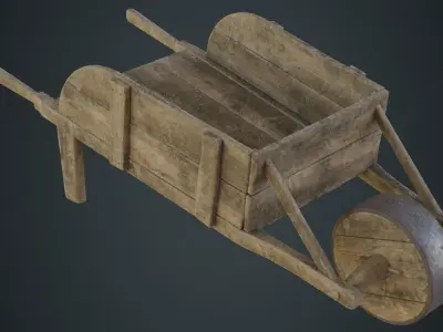 Wheelbarrow 3B Low-poly 3D model