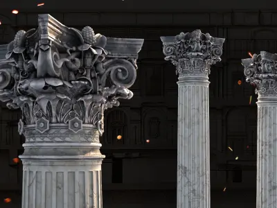 Palais Garnier Column Low-poly 3D model