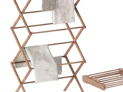 Folding drying rack Zara Home with towels 3D model