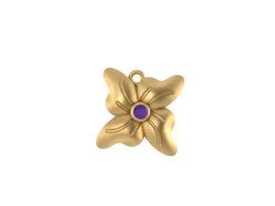 pendant flower gold with stone Free 3D model