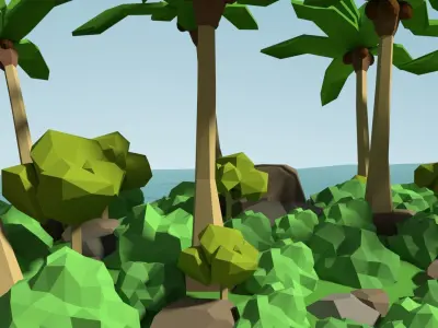 Low Poly Desert Island Kit Free low-poly 3D model