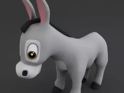 Donkey Cartoon Low-poly 3D model