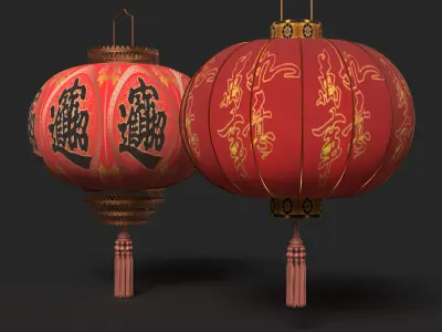 Chinese red lantern 3D  Low-poly 3D model