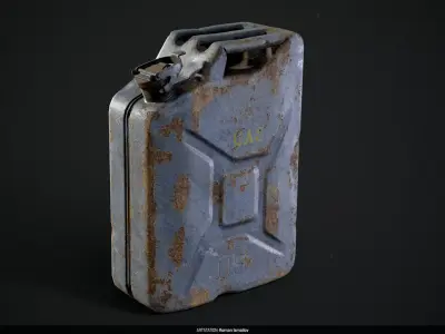 Jerrycan gas can canister realistic blue rusty metal Free low-poly 3D model
