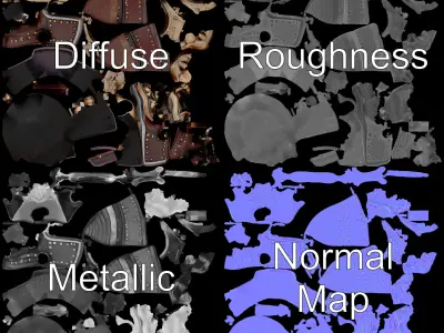 Samurai Helmet Model Pack with PBR Textures Low-poly 3D model