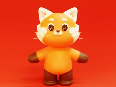 Red Panda Cute Cartoon 3D model