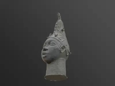 Berber Statue Head Metal Moroccan Low-poly 3D model