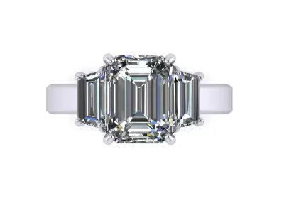Emerald Single Prong Woman Wedding Rings 3D print model