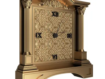 Classic Clock 016 Gold Low-poly 3D model