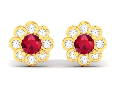 Solitaire Women Earring 3dm STL OBJ FBX Render Details 3D print model purchase