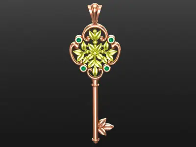 Unique Luxury Floral Key Pendan 3D print model