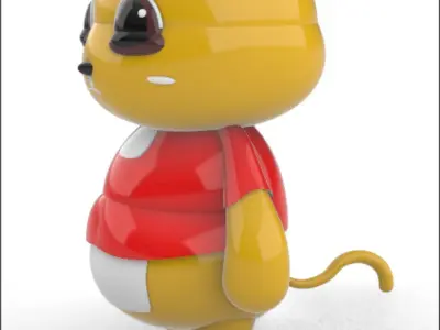 Red Catty  Cat mascot 3D model