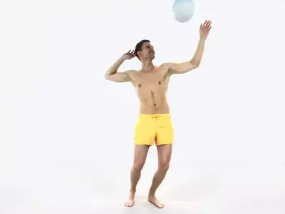 Virtue 04L Beach Serving Sports Man Low-poly 3D model