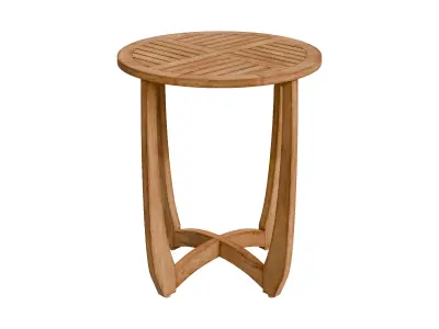 Outdoor Circular Wood Bistro Table And Slat Panel Table Top Low-poly 3D model