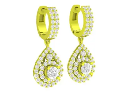 5885 luxury diamond fashion drop hoop earrings 3D print model
