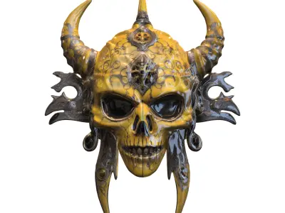 Demonic Horned Skull Mask 3D model
