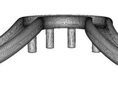 Flyover Stone Bridge Low-poly 3D model
