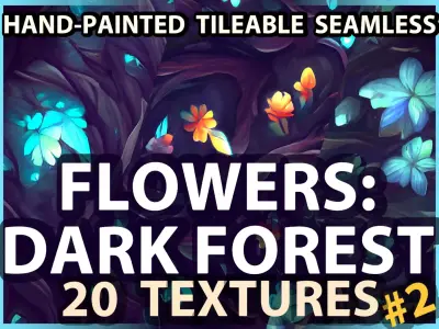 Dark Forest Flowers -- 20 TEXTURES -- Hand-painted ---PACK 2--- Texture